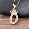 New Luxury Copper Zircon A-Z Crown Alphabet Pendant Chain Necklace Punk Hip-Hop Style Fashion Woman Man Initial Name Jewelry