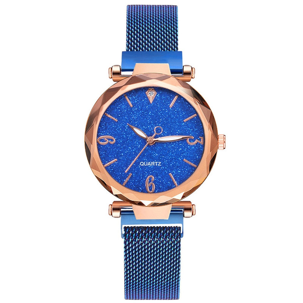 Rose Gold Women Watch 2021 Top Brand Luxury Magnetic Starry Sky Lady Wrist Watch Mesh Female Clock For Dropship relogio feminino