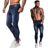 GINGTTO Jeans Men Elastic Waist Skinny Jeans Men 2020 Stretch Ripped Pants Streetwear Mens Denim Jeans Blue