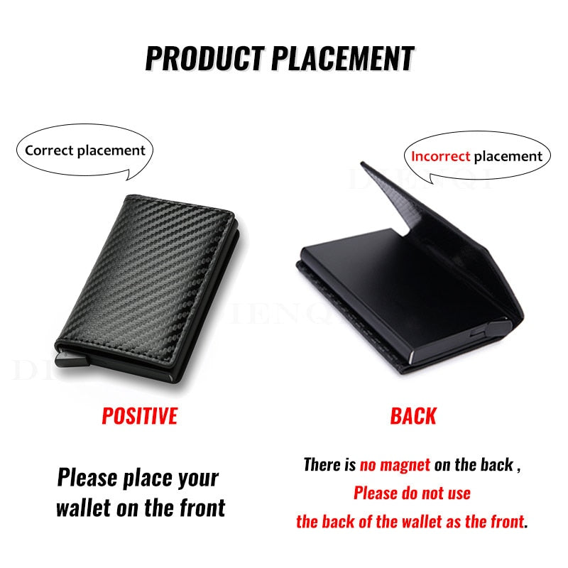 DIENQI Carbon Fiber Card Holder Wallets Men Brand Rfid Black Magic Trifold Leather Slim Mini Wallet Small Money Bag Male Purses