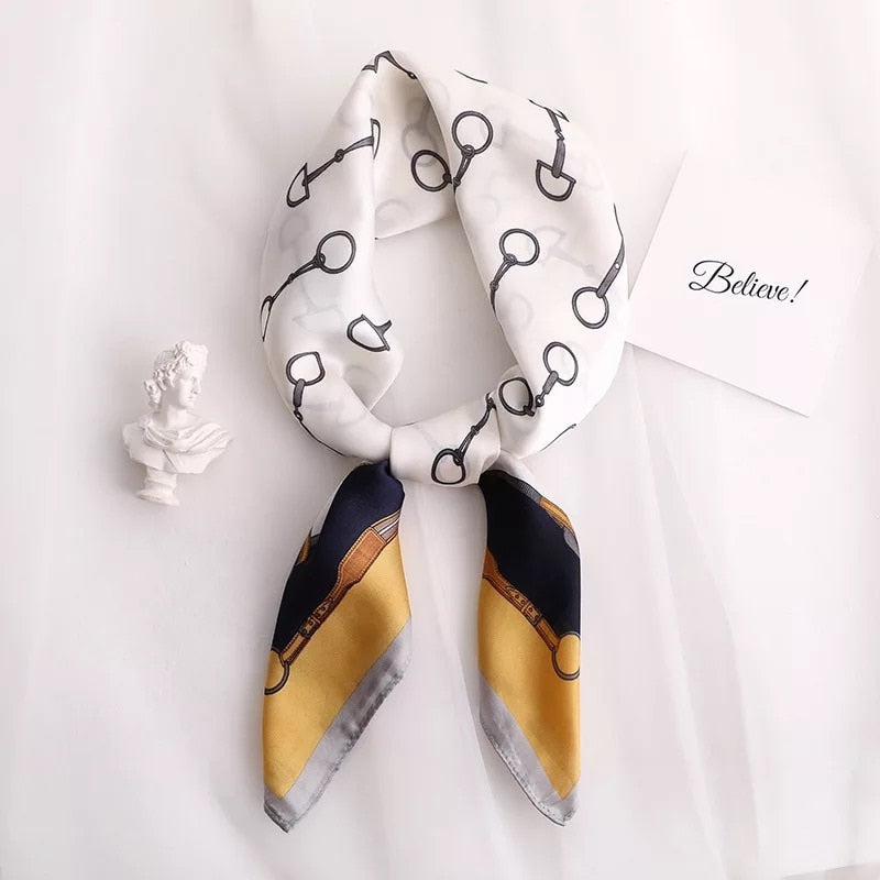 70*70cm Fashion Silk Satin Hair Scarf Women Handkerchief Printed Female Square Head Bandana Small Neck muffler hijab lady girl