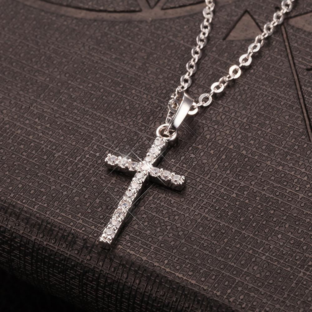 Fashion Female Cross Pendants dropshipping Gold Black Color Crystal Jesus Cross Pendant Necklace Jewelry For Men/Women Wholesale