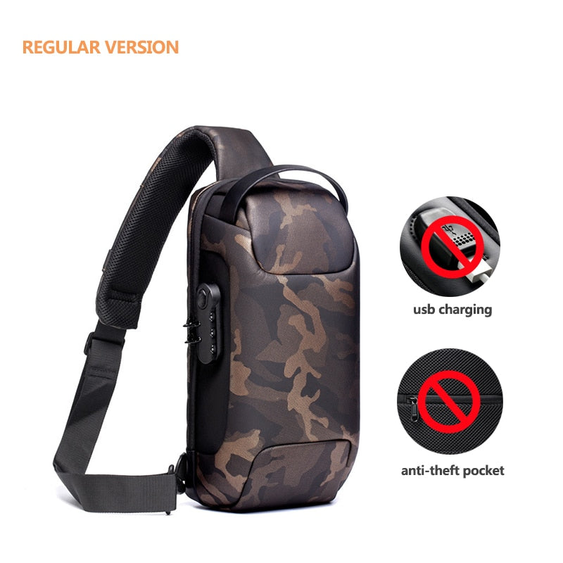 Fashion Crossbody Bag For Men Waterproof USB Multifunction Male Shoulder Bag Anti-Theft mens cross body bag bandolera hombre