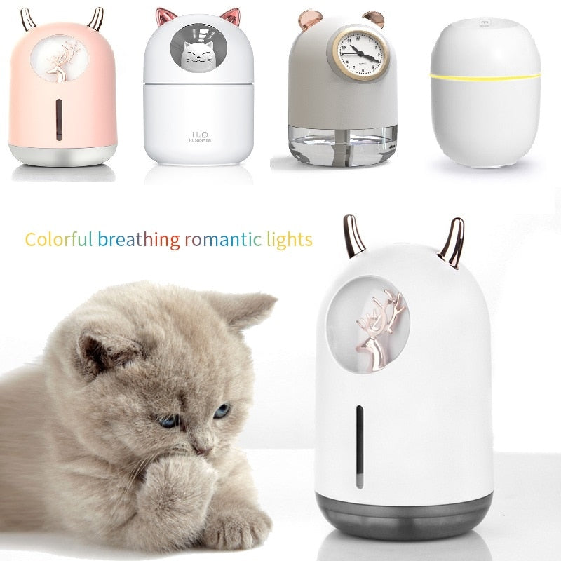 New Humidifier Cute Pet Mini Household Small Moisturizing Aromatherapy Car Creativity Air Bear USB Humidifier LED Mist Maker