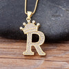 New Luxury Copper Zircon A-Z Crown Alphabet Pendant Chain Necklace Punk Hip-Hop Style Fashion Woman Man Initial Name Jewelry