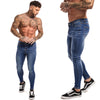 GINGTTO Jeans Men Elastic Waist Skinny Jeans Men 2020 Stretch Ripped Pants Streetwear Mens Denim Jeans Blue