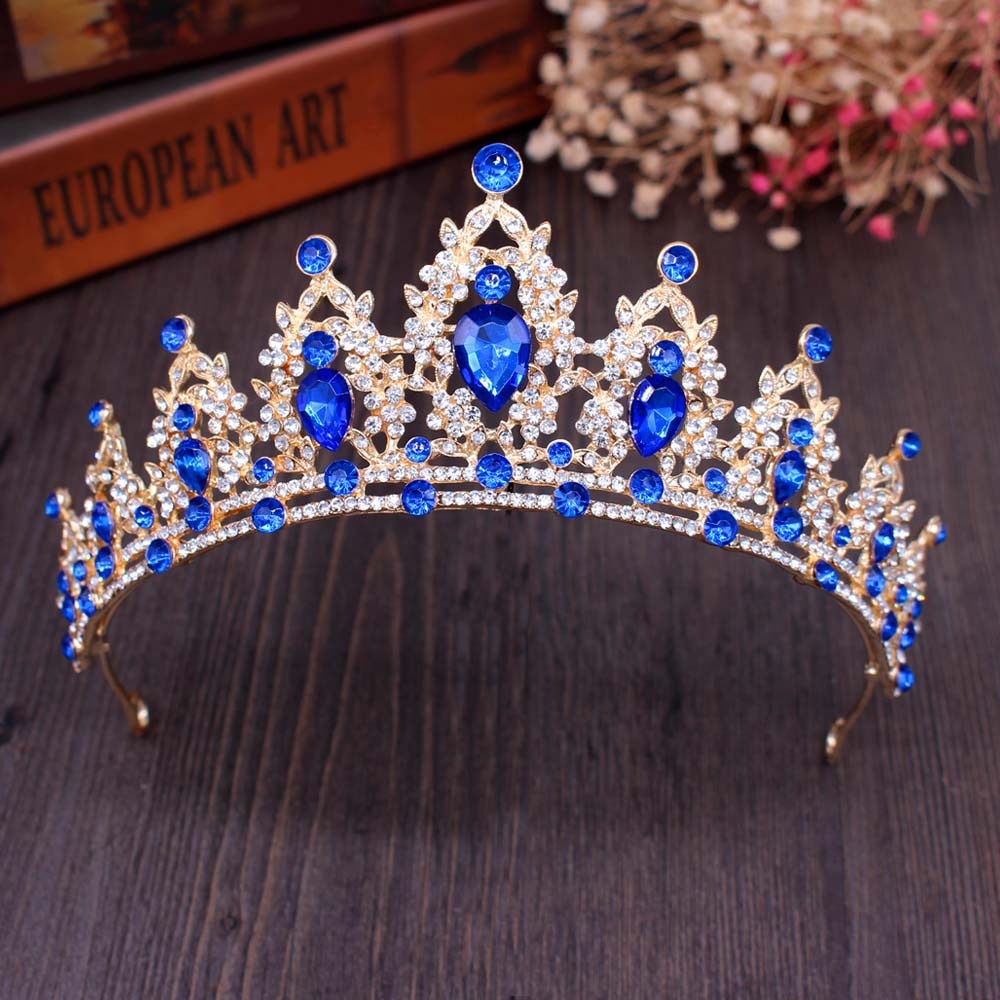 2019 New Fashion Baroque Luxury Crystal AB Bridal Crown Tiaras Light Gold Diadem Tiaras for Women Bride Wedding Hair Accessories