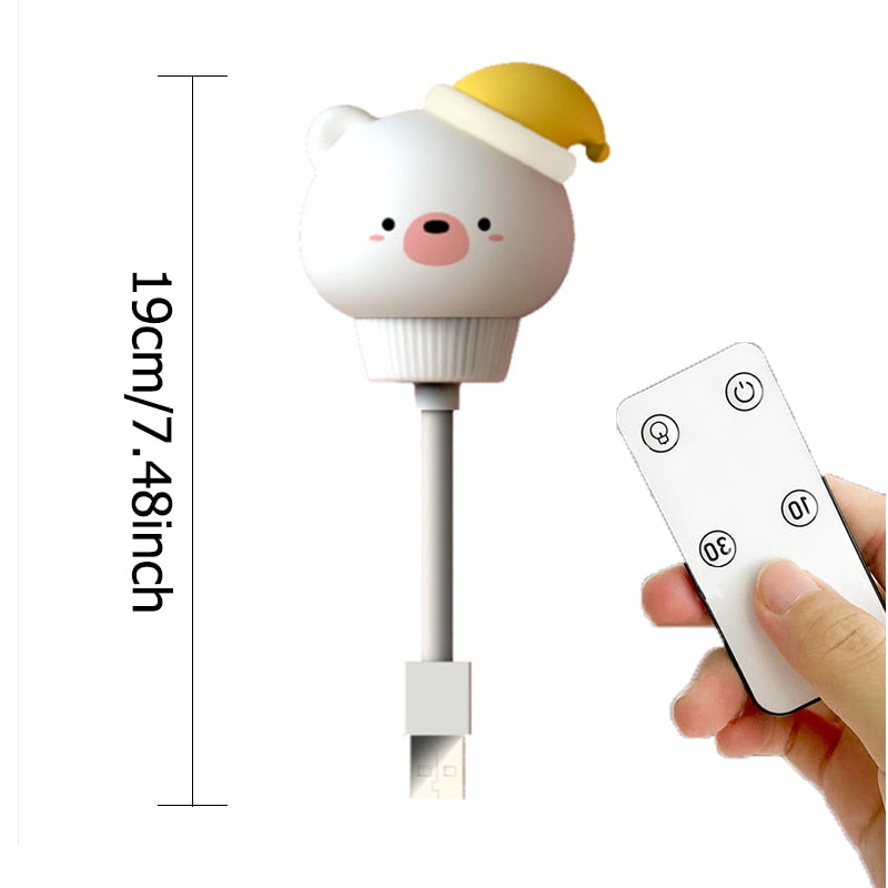 LED Chlidren USB Night Light Cute Cartoon Night Lamp Bear Remote Control for Baby Kid Bedroom Decor Bedside Lamp Christmas Gift