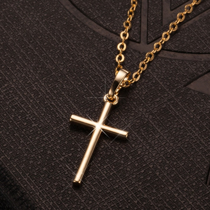 Fashion Female Cross Pendants dropshipping Gold Black Color Crystal Jesus Cross Pendant Necklace Jewelry For Men/Women Wholesale