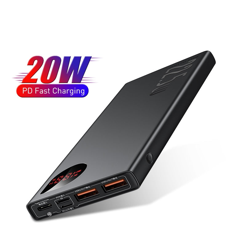 Baseus Power Bank 10000mAh with 20W PD Fast Charging Powerbank Portable Battery Charger PoverBank For iPhone 12Pro Xiaomi Huawei