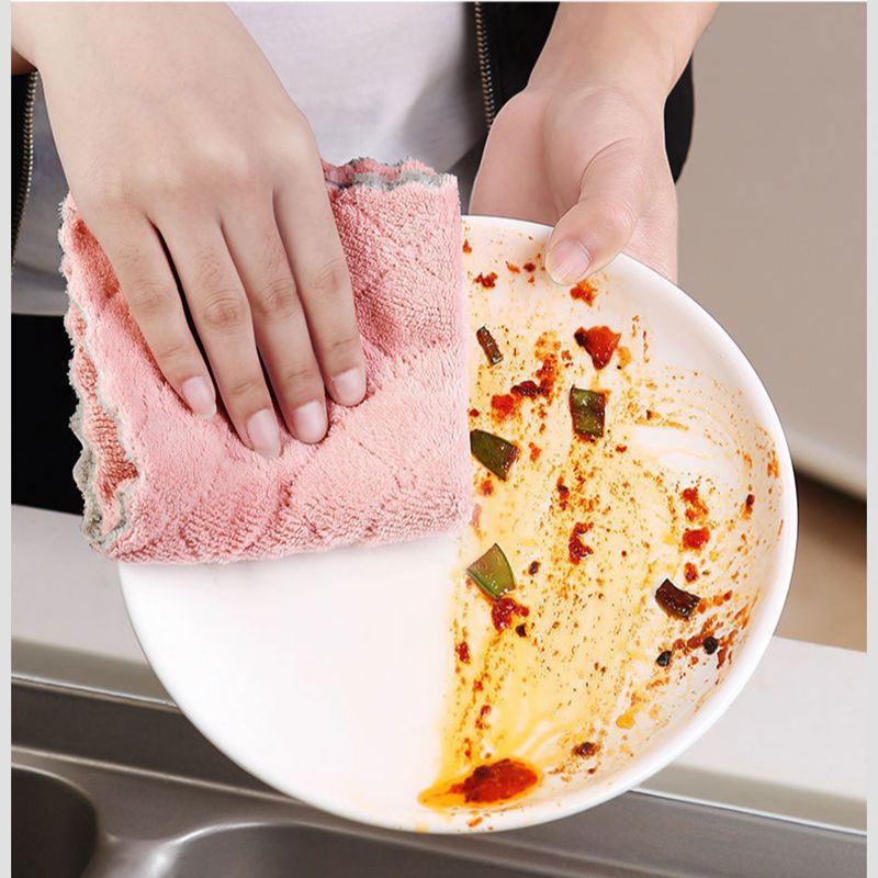 8PCS Microfiber Kitchen Towel Soft Absorbent Dish Towel Non-stick Oil Washing Kitchen Rag Tableware Household Cleaning Tools