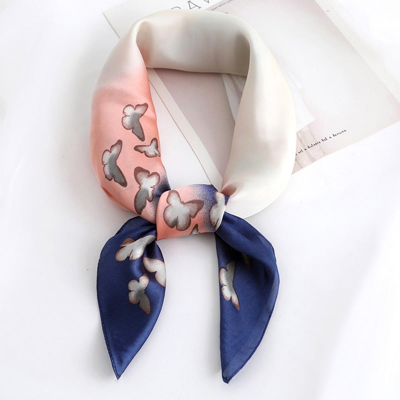 70*70cm Fashion Silk Satin Hair Scarf Women Handkerchief Printed Female Square Head Bandana Small Neck muffler hijab lady girl