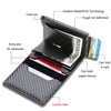 DIENQI Carbon Fiber Card Holder Wallets Men Brand Rfid Black Magic Trifold Leather Slim Mini Wallet Small Money Bag Male Purses