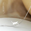 New Fashion Cat Curved Simple Personality 925 Sterling Silver Jewelry Cute Animal Walking Cat Clavicle Chain Necklaces N090