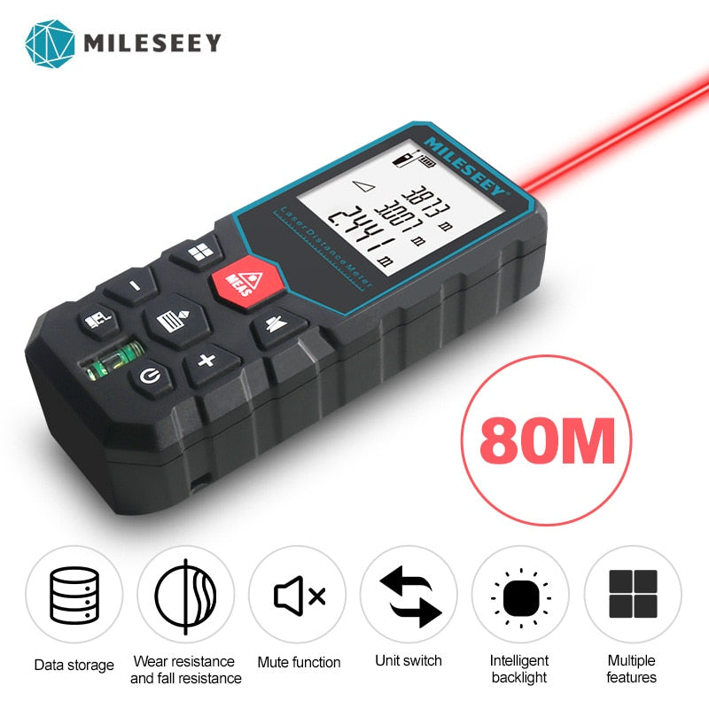 Mileseey laser distance meter electronic roulette laser digital tape rangefinder trena metro laser range finder  measuring tape