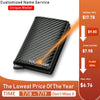 DIENQI Carbon Fiber Card Holder Wallets Men Brand Rfid Black Magic Trifold Leather Slim Mini Wallet Small Money Bag Male Purses