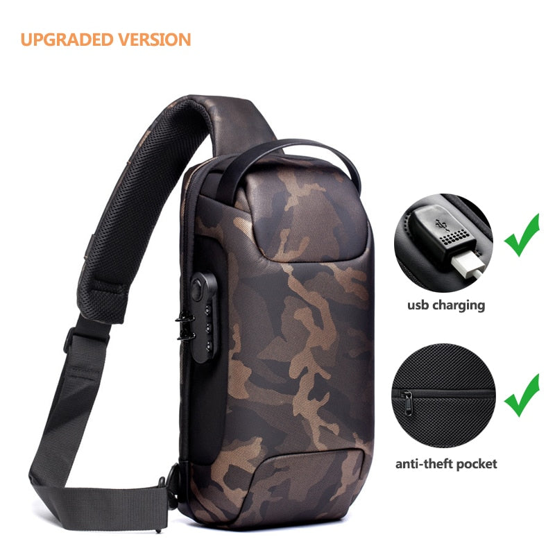 Fashion Crossbody Bag For Men Waterproof USB Multifunction Male Shoulder Bag Anti-Theft mens cross body bag bandolera hombre