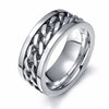 Vnox 8mm Cool Black Spinner Chain Ring for Men Tire Texture Stainless Steel Rotatable Links Punk Male Anel