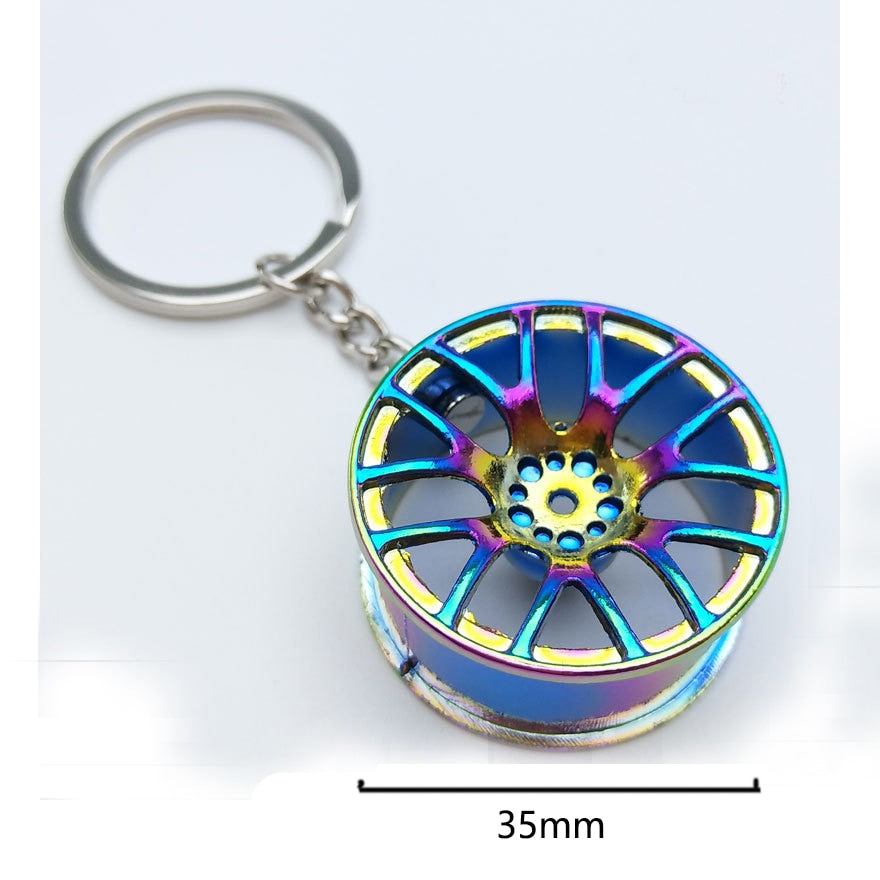 Creative gift car metal keychain turbo gear hub pendant brake disc shock absorber Pendant