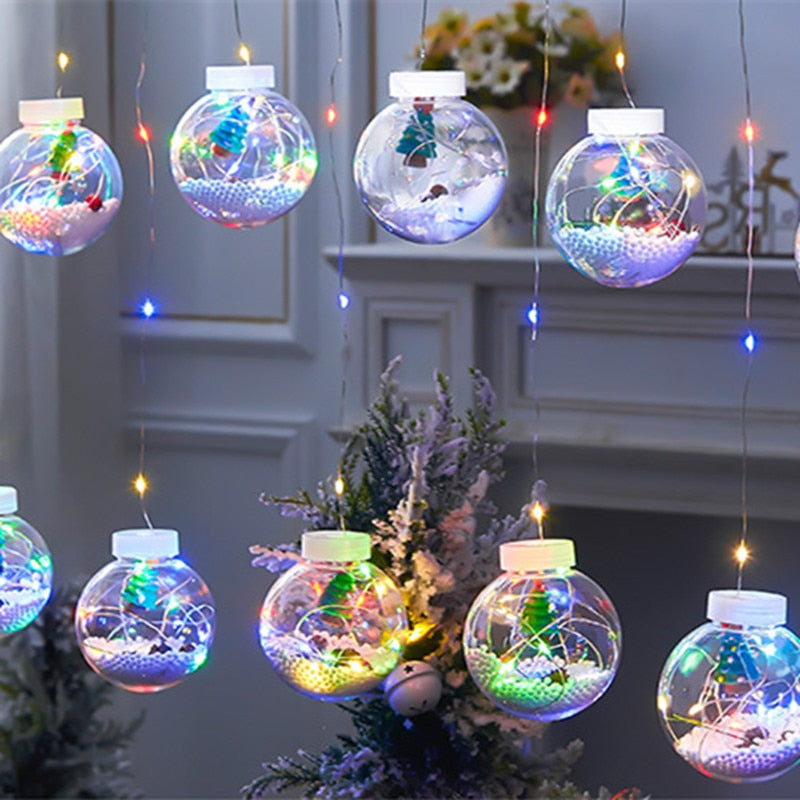 Balls Garland Curtain Light for Room New Year Christmas Decor Curtain for Home Festoon Led Light Fairy Lights Led Garland Lights