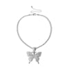 Sparking Fully Iced Out Crystal Pave Butterfly Pendant Cubic Zircon 3D Butterfly Pendant Necklace Fashion Jewelry