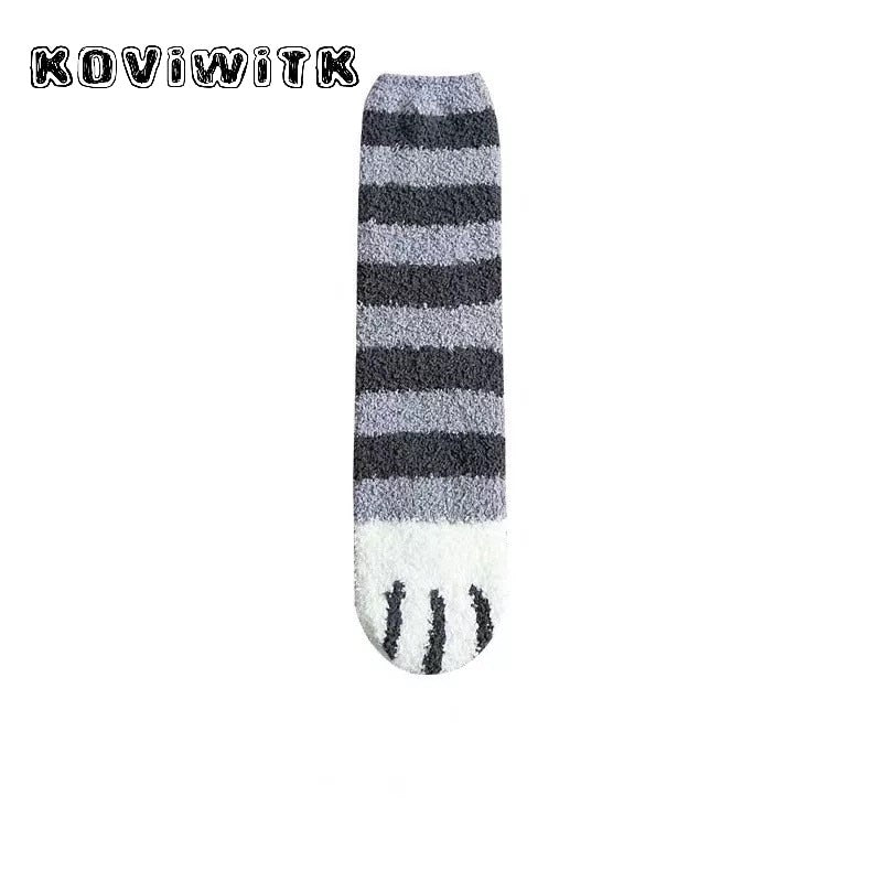 Fashion womens Cats Paw stripe 3d Socks Cute Funny Thick Girls Cartoon Animal Fingers Sock Hosiery Toe Zebra/Tiger/Cat Foot Sox