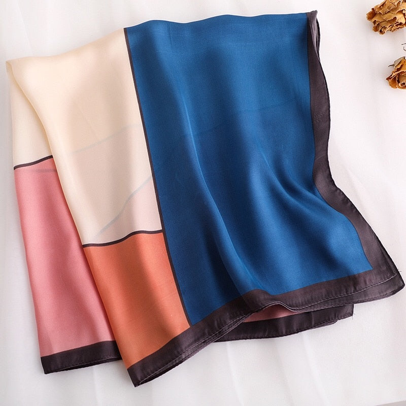 70*70cm Fashion Silk Satin Hair Scarf Women Handkerchief Printed Female Square Head Bandana Small Neck muffler hijab lady girl