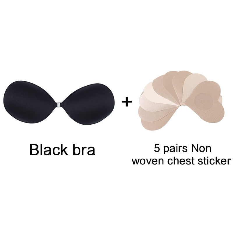 Sexy Sujetador Women's bra Invisible Push Up Bra Self-Adhesive Silicone Seamless Front Closure Sticky Backless Strapless Bra