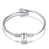 Fashion Heart Charm Bangle With Initial Alphabet Letter Engrave High Quality Women Jewelry Cuff Bangles Wholesale For Party Gift