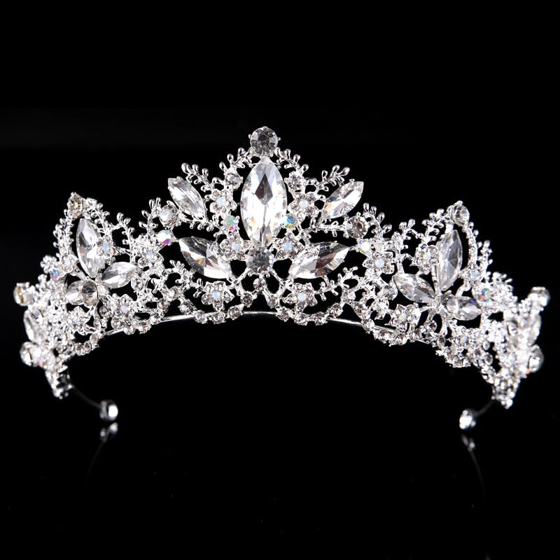 2019 New Fashion Baroque Luxury Crystal AB Bridal Crown Tiaras Light Gold Diadem Tiaras for Women Bride Wedding Hair Accessories