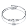 Fashion Heart Charm Bangle With Initial Alphabet Letter Engrave High Quality Women Jewelry Cuff Bangles Wholesale For Party Gift