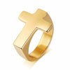 Men Cross Shaped Ring in Stainless Steel with Silverly Black Golden Male Jewelry