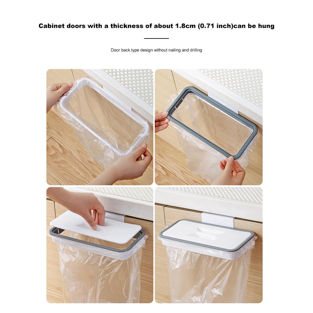 Portable Plastic Garbage Hanging Bag Kitchen Trash Storage Rack Bag Hook Scouring Pad Dry Shelf Holder Kitchen Organzier