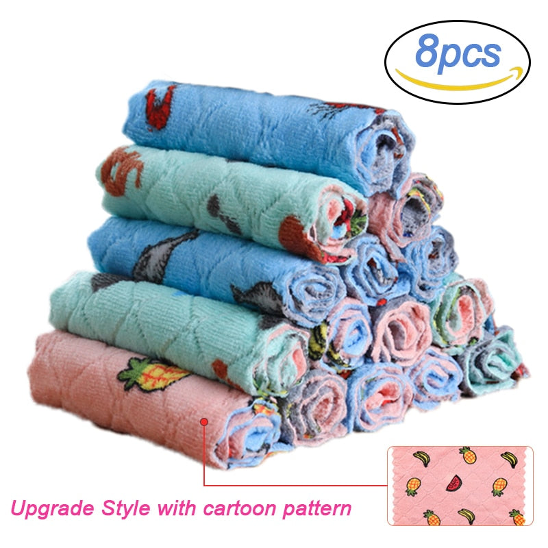 8PCS Microfiber Kitchen Towel Soft Absorbent Dish Towel Non-stick Oil Washing Kitchen Rag Tableware Household Cleaning Tools