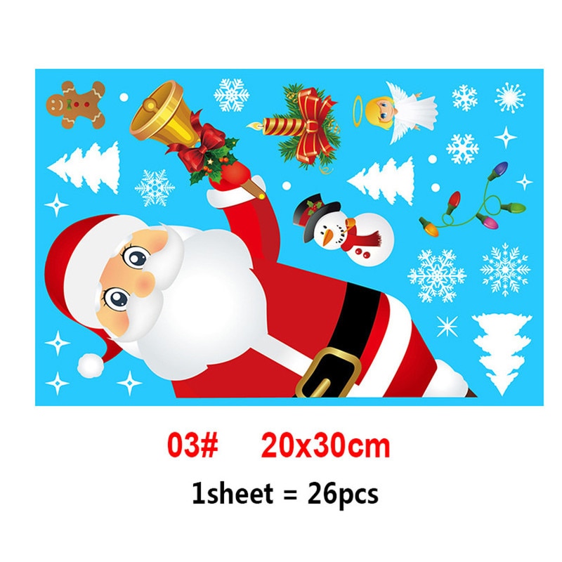 2022 Removable Christmas PVC Static Sticker Santa Elk Window Stickers Beautify Snowflake Wall Decals New Year Party Glass Paste