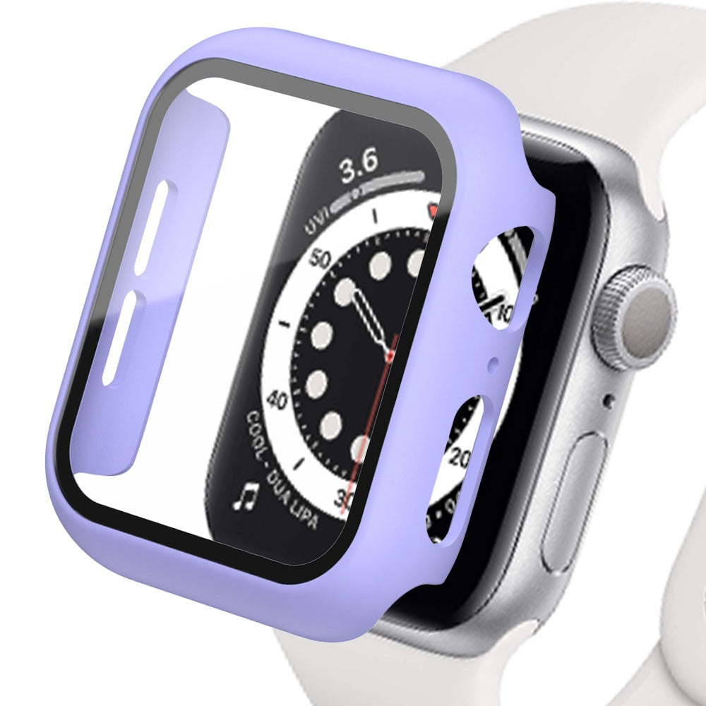 Tempered Glass+Matte Watch Cover  for Apple Watch Case 44mm 40mm 42mm 38mm  Bumper+Screen Protector for Iwatch SE 6 5 4 3 2 1