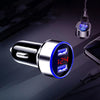 Car Charger Dual USB QC 3.0 Adapter Cigarette Lighter LED Voltmeter For All Types Mobile Phone Charger Smart Dual USB Charging