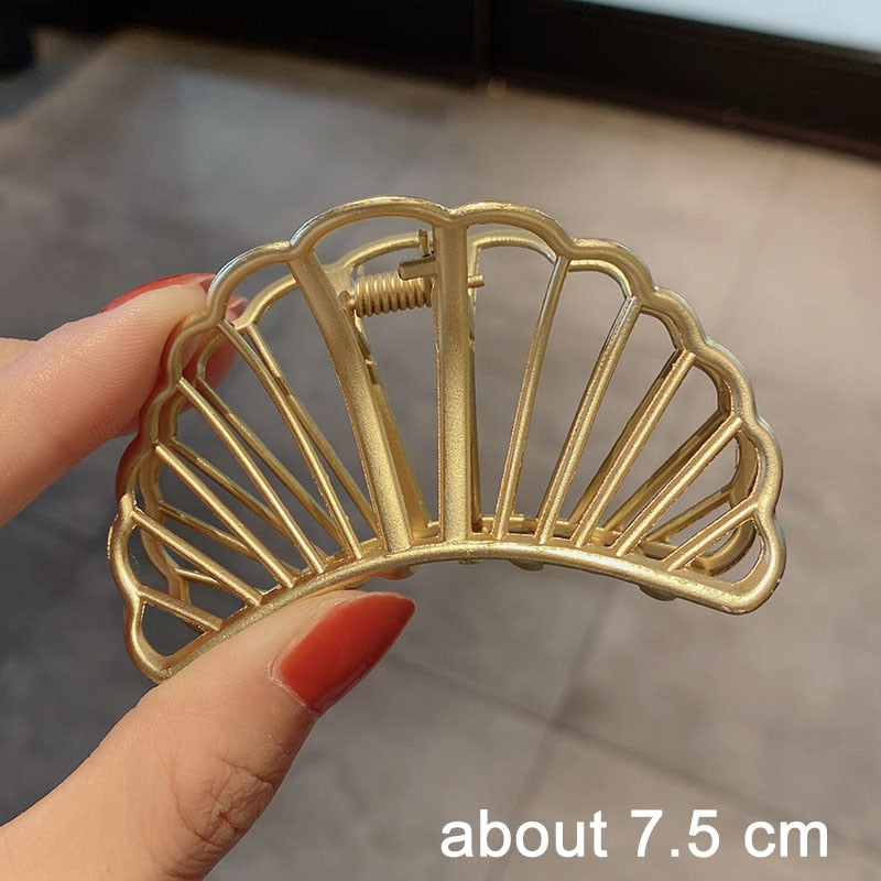 2021 New Women Elegant Gold Silver Hollow Geometric Metal Hair Claw Vintage Hair Clips Headband Hairpin Fashion Hair Accessories