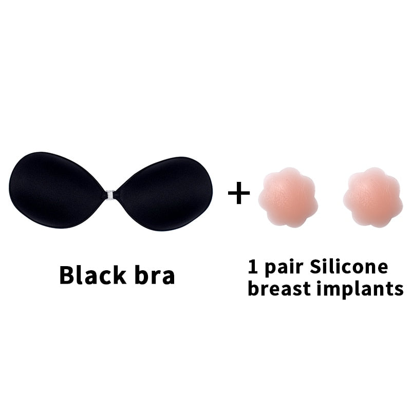 Sexy Sujetador Women's bra Invisible Push Up Bra Self-Adhesive Silicone Seamless Front Closure Sticky Backless Strapless Bra