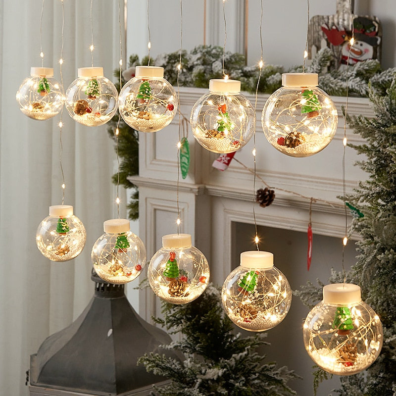 Balls Garland Curtain Light for Room New Year Christmas Decor Curtain for Home Festoon Led Light Fairy Lights Led Garland Lights