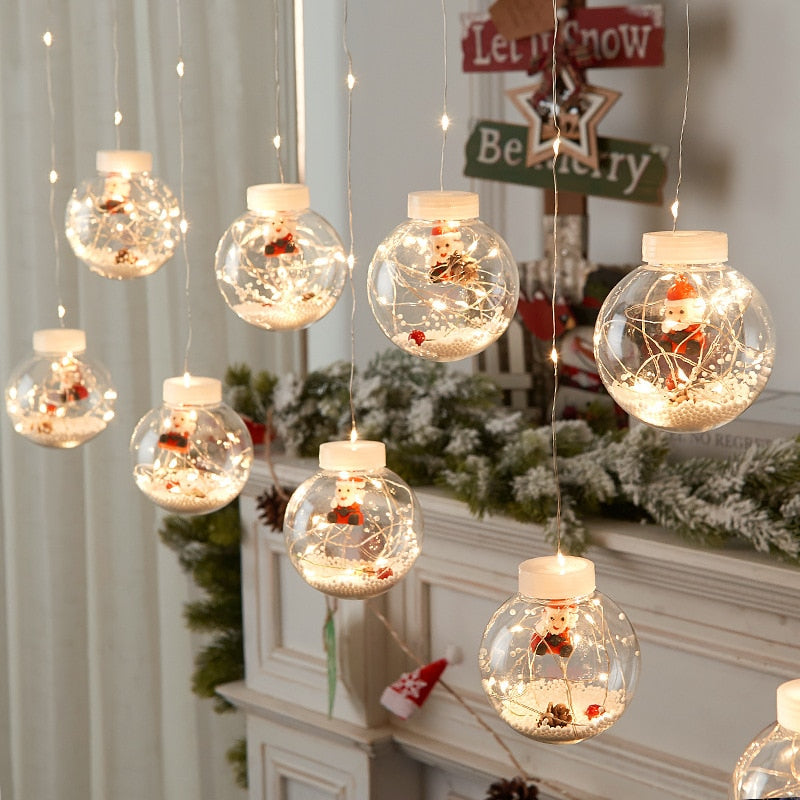 Balls Garland Curtain Light for Room New Year Christmas Decor Curtain for Home Festoon Led Light Fairy Lights Led Garland Lights