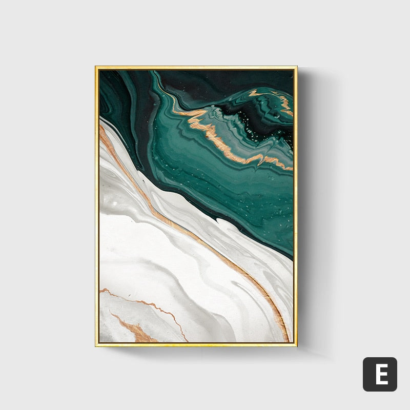 Modern Abstract Gold foil lines Green Canvas Art Paintings For Living Room Bedroom Posters And Prints Wall Poster Home Decor