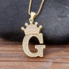 New Luxury Copper Zircon A-Z Crown Alphabet Pendant Chain Necklace Punk Hip-Hop Style Fashion Woman Man Initial Name Jewelry