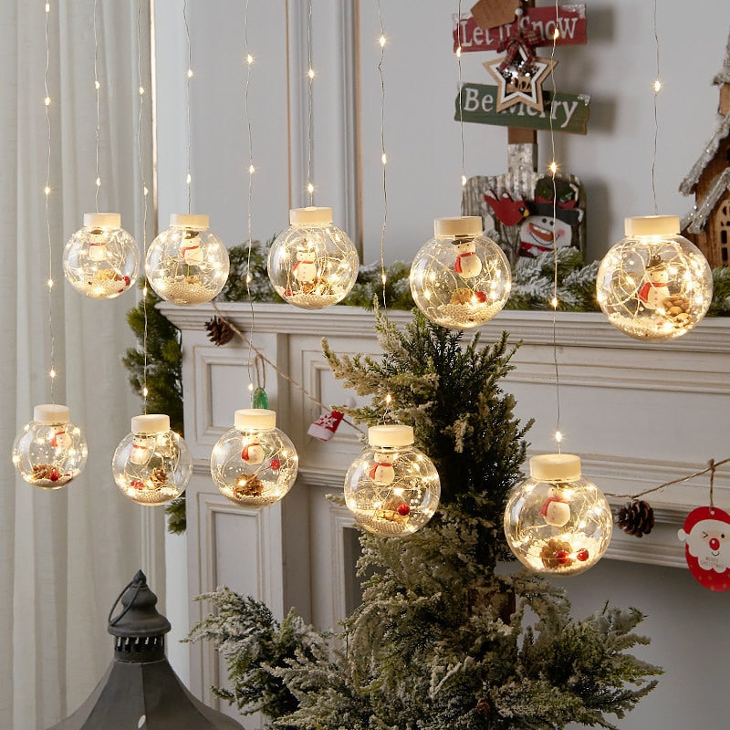 Balls Garland Curtain Light for Room New Year Christmas Decor Curtain for Home Festoon Led Light Fairy Lights Led Garland Lights