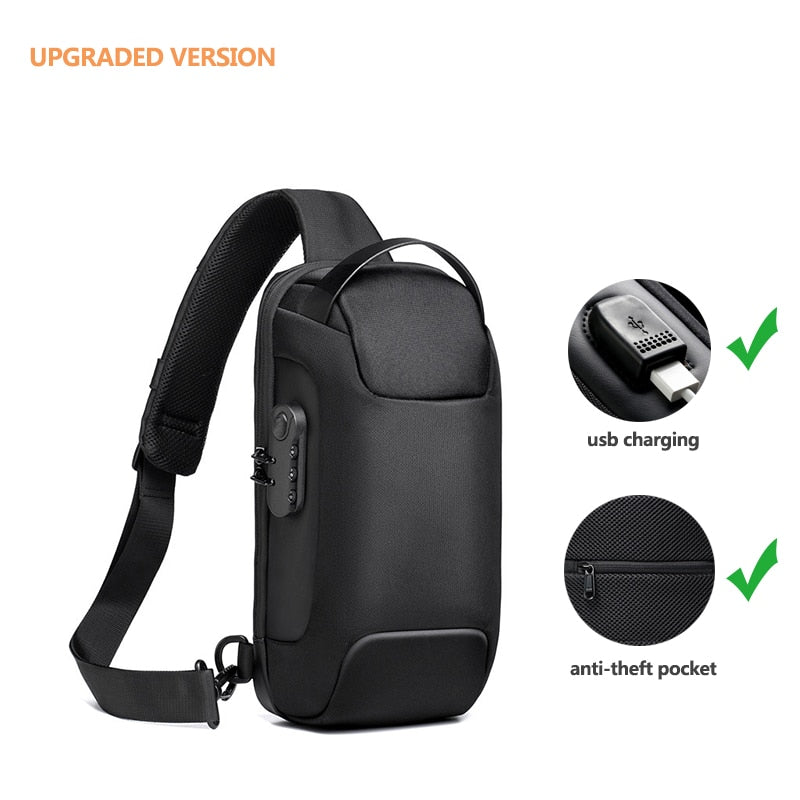 Fashion Crossbody Bag For Men Waterproof USB Multifunction Male Shoulder Bag Anti-Theft mens cross body bag bandolera hombre