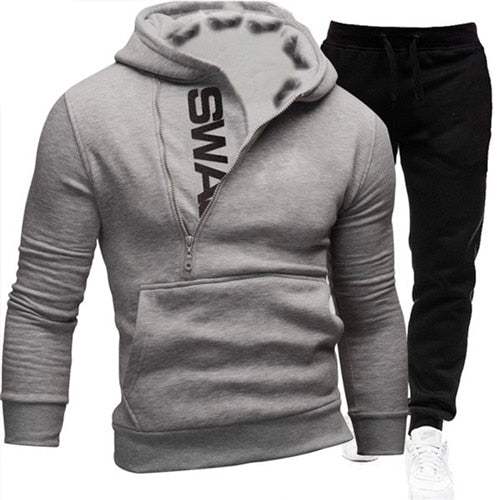 Men Casual Tracksuit Sweatshirt+Sweatpant 2 Pieces Set Men's Sportswear Outfit Autumn Winter Hooded Male Pullover Hhoodies Suit