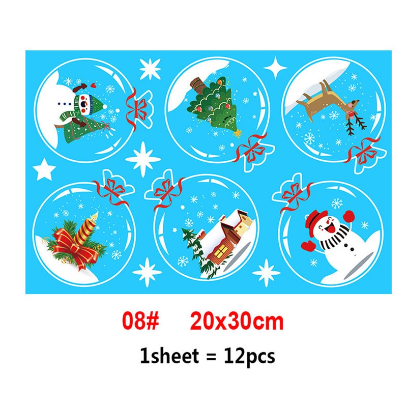 2022 Removable Christmas PVC Static Sticker Santa Elk Window Stickers Beautify Snowflake Wall Decals New Year Party Glass Paste