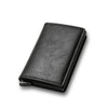 DIENQI Carbon Fiber Card Holder Wallets Men Brand Rfid Black Magic Trifold Leather Slim Mini Wallet Small Money Bag Male Purses