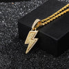 2021 Jewelry Fashion Retro Full Zircon Lightning Necklace Men's Hip Hop Party Locomotive Accessories Pendant Necklace Jewelry