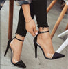 2021New Summer High Heel Pointed Monochrome Belt Buckle Stylish Women'S Single Shoes Rose Red Pink Black Apricot Color 34 - 43